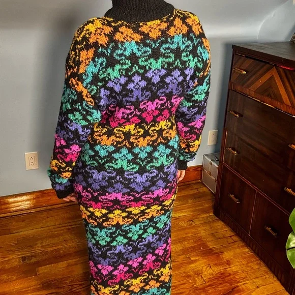 Vintage Rainbow Sweater Dress - Picture 2 of 3